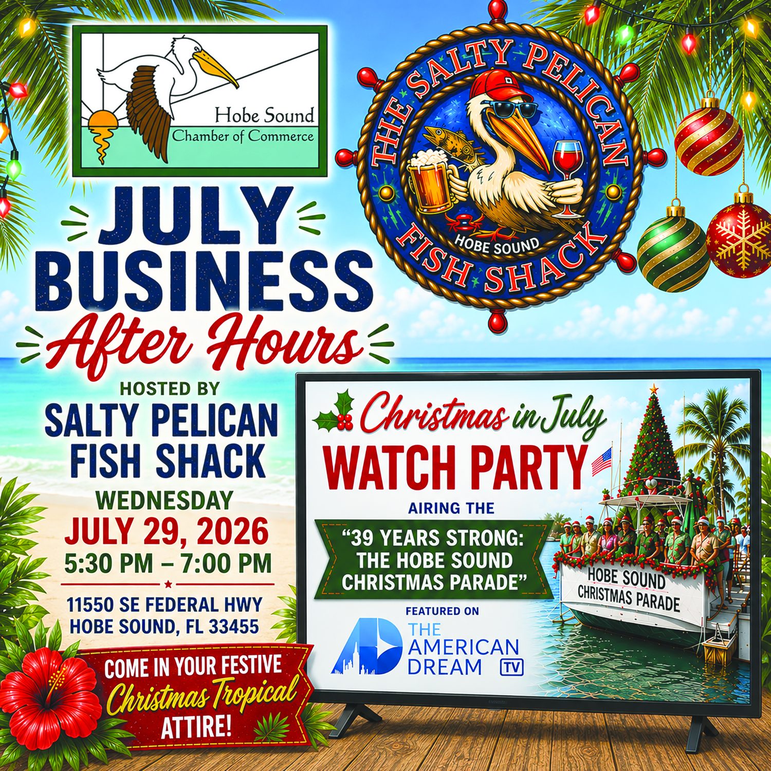 July Business After Hours – hosted by Salty Pelican Fish Shack, Wednesday, July 29, 2026