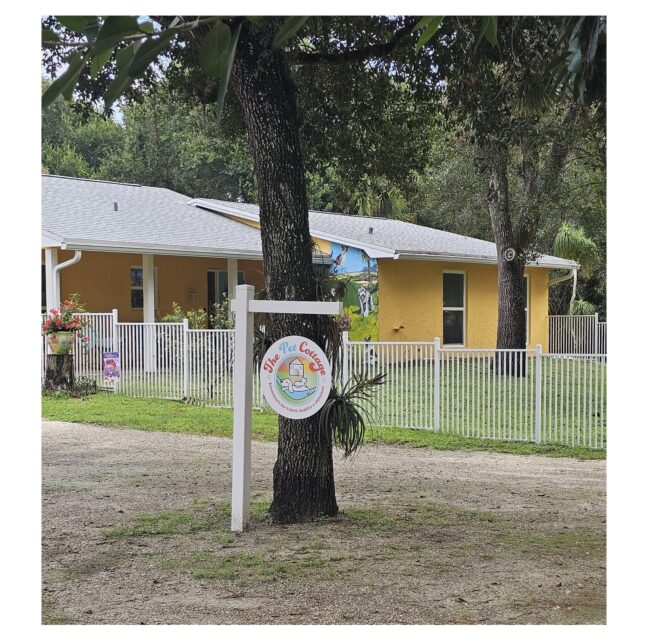 The Pet Cottage sign outside the sanctuary in Jupiter, Florida