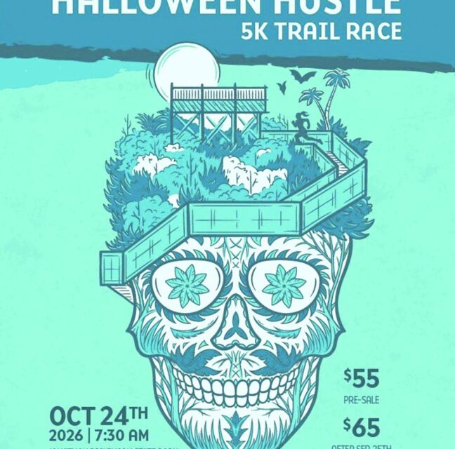 Halloween Hustle 5K Trail Race flyer, October 24 at Jonathan Dickinson State Park